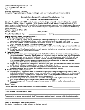 California Uniform Complaint Procedure Form