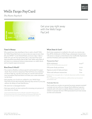 Wells Fargo PayCard Sign-Up Form