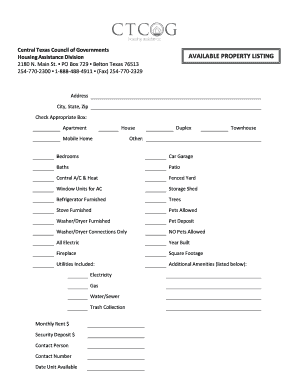 Texas Housing Assistance Property Listing