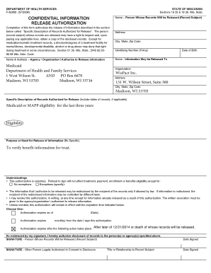 Wisconsin Health Records Release Authorization
