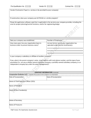 Vendor Pre-Qualification Questionnaire