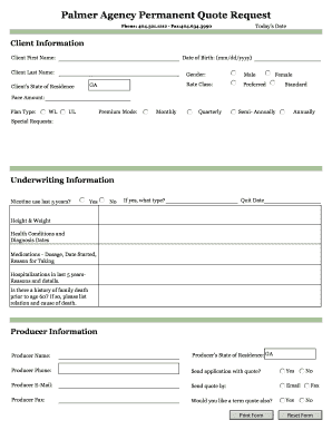 Permanent Life Insurance Quote Request