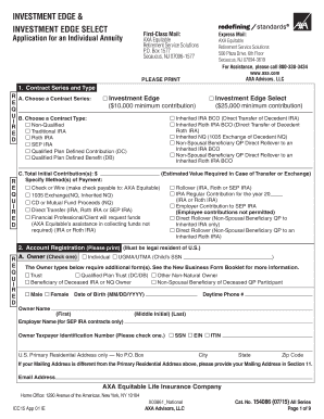 AXA Equitable Investment Edge 15 Annuity Application