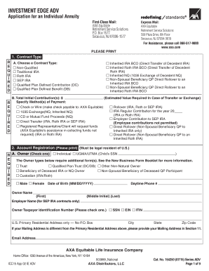 Investment Edge 15 Annuity Application