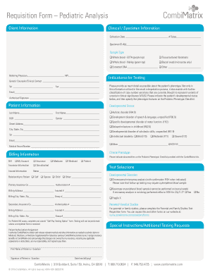 Pediatric Analysis Requisition Form