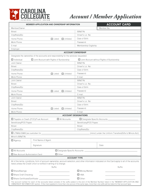 Credit Union Member Application