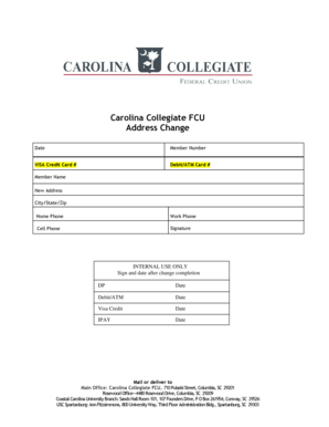 Carolina Collegiate FCU Address Change Form