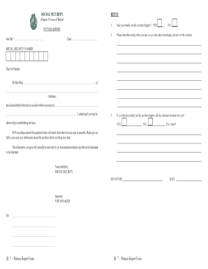 Social Security Witness Report Form