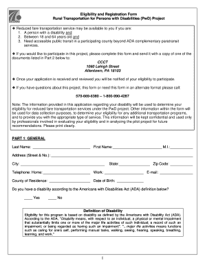 Rural Transportation Eligibility Form for Persons with Disabilities