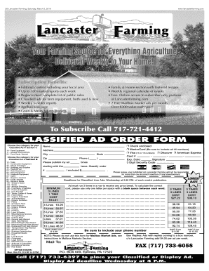 Classified Ad Order Form