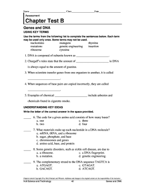 Genes and DNA Chapter Test B