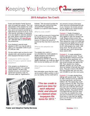 2015 Adoption Tax Credit Form