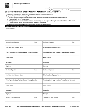 RBC Express Credit Account Agreement and Application