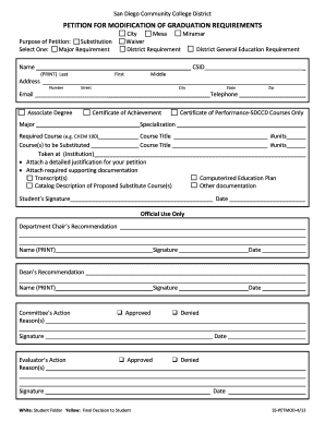 Petition for Modification of Graduation Requirements