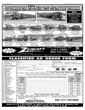 Lancaster Farming Classified Ad Order Form