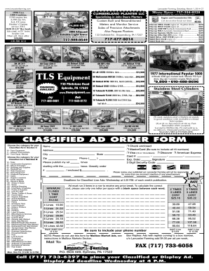 Lancaster Farming Classified Ad Order Form