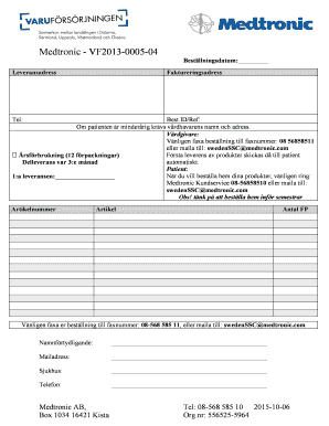 Medtronic Order Form