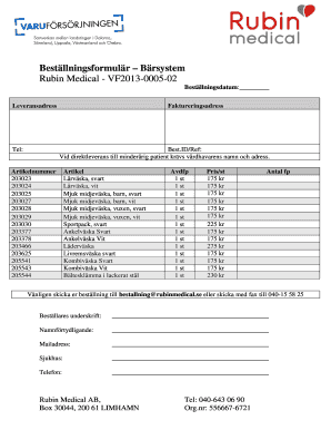 Order Form - Carrying System