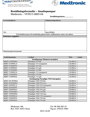Insulin Pump Order Form