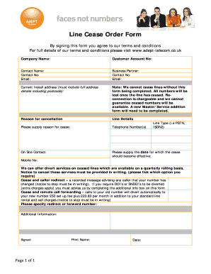 Line Cease Order Form