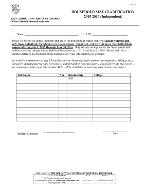 Household Size Clarification Form