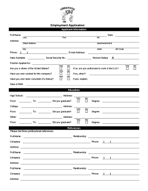 Employment Application Form