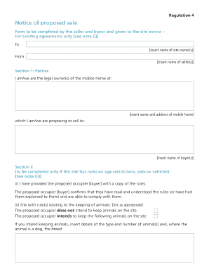 Regulation 4 Notice of Proposed Sale