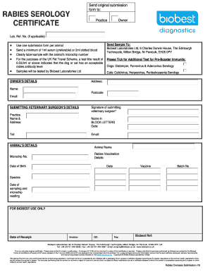 Rabies Serology Submission Form