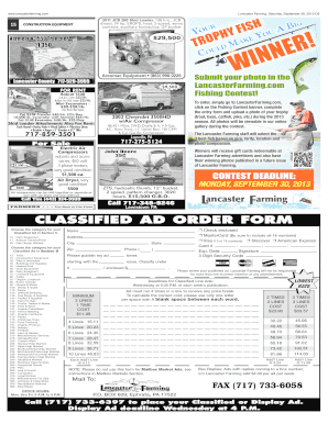 Lancaster Farming Classified Ad Order Form
