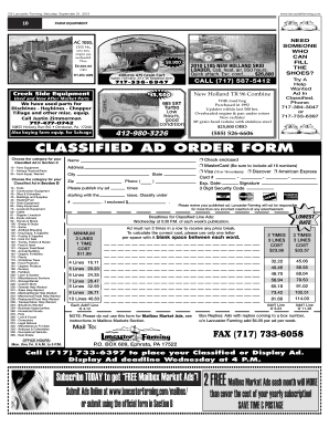 Classified Ad Order Form