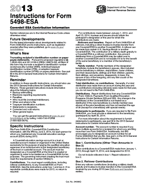 Form 5498-ESA Instructions