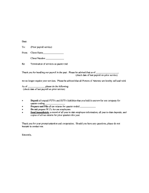 Payroll Service Termination Letter