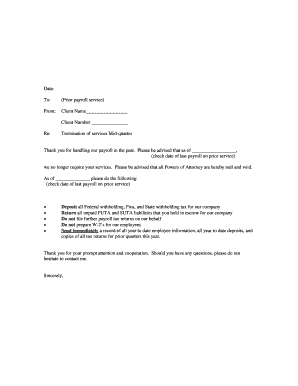 Payroll Service Termination Letter