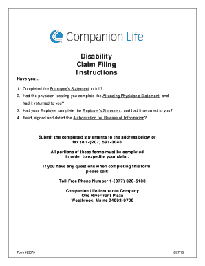 Companion Life Long Term Disability Claim Form