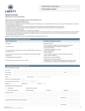 Liberty Health Cover Application Form