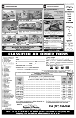Lancaster Farming Classified Ad Order Form