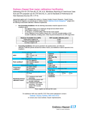 Flow Meter Calibration Verification Form