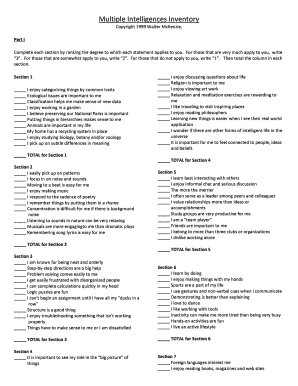Multiple Intelligences Inventory