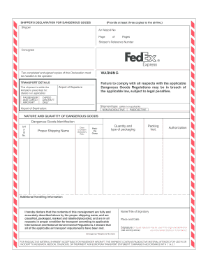 Shipper's Declaration for Dangerous Goods