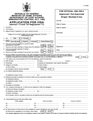 Namibia Visa Application Form