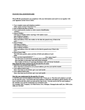 Fiancee Visa Questionnaire