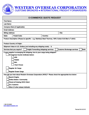 E-Commerce Quote Request Form