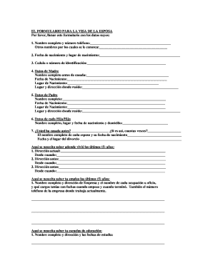 EL FORMULARIO PARA LA VISA DE LA ESPOSA