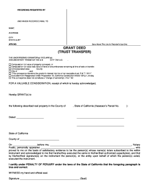 California Grant Deed Trust Transfer