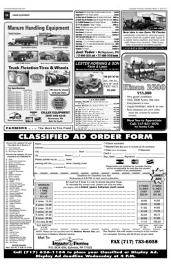 Farm Equipment Classified Ad Order Form