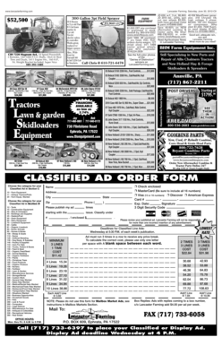 Farm Equipment Classified Ad Order Form
