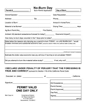 California No-Burn Day Permit Application