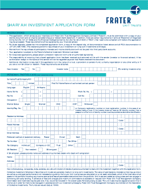 Shariah Investment Application Form