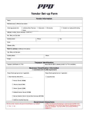 Vendor Set-up Form
