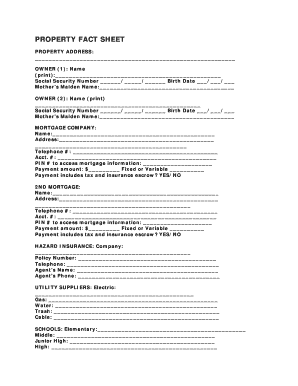 Property Fact Sheet Template